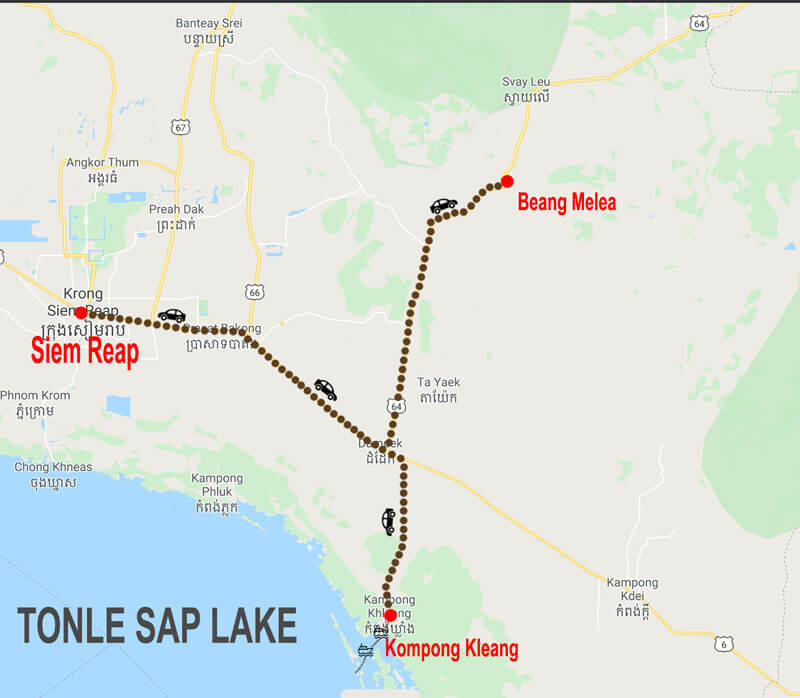 Tonle Sap and Beang Melea temple - map © In Asia Travel