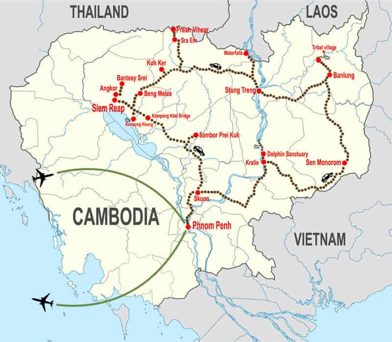 Angkor e le province remote - mappa © In Asia Travel